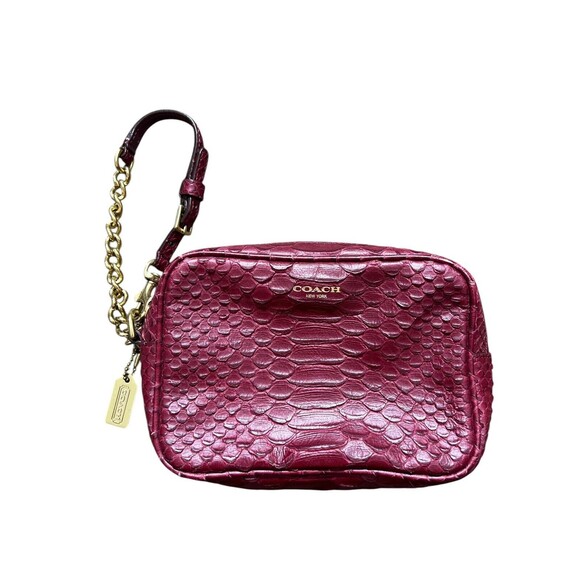 Coach Wristlet Bag Legacy Embossed Leather Python Deep Port Zip 49696 - Picture 1 of 15